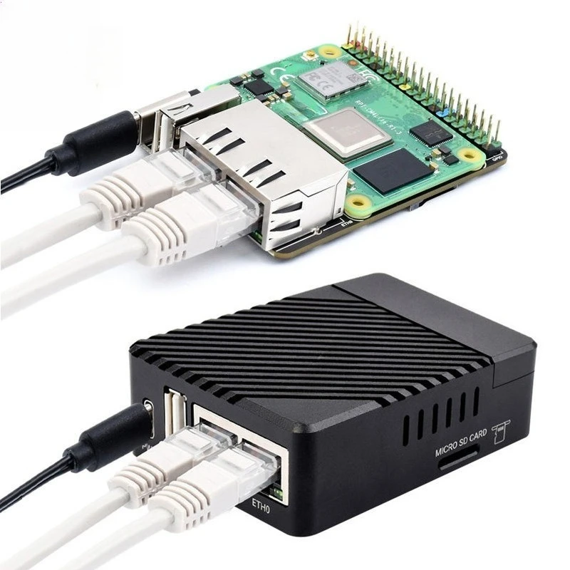Mini host, dual Gigabit Ethernet RJ45 interface, expansion board with metal case