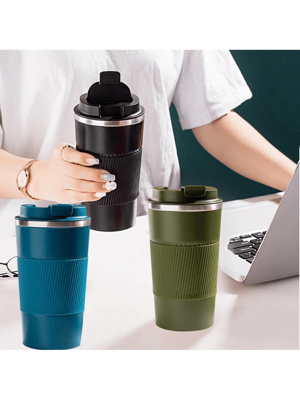 Stainless Steel Coffee Cup Double Layer Vacuum Insulation Cup Office Mug Outdoor Portable Car Water Cups Fashion Mug image 2