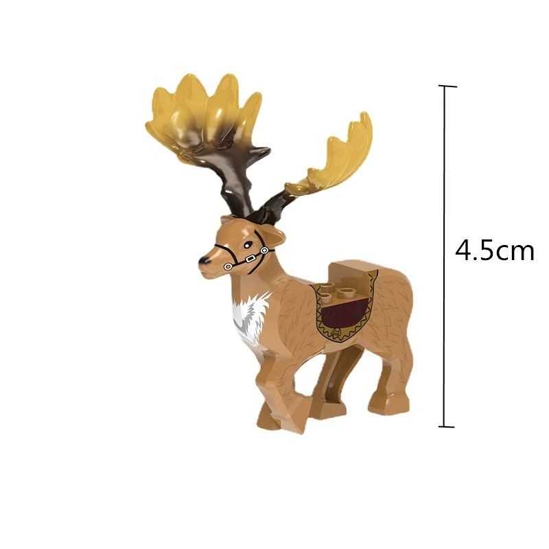 Medieval War Series Elf Warriors Animals Building Blocks Brown/Yellow Megaloceros Elk Mount DIY Bricks Toys For Kids Xmas Gifts