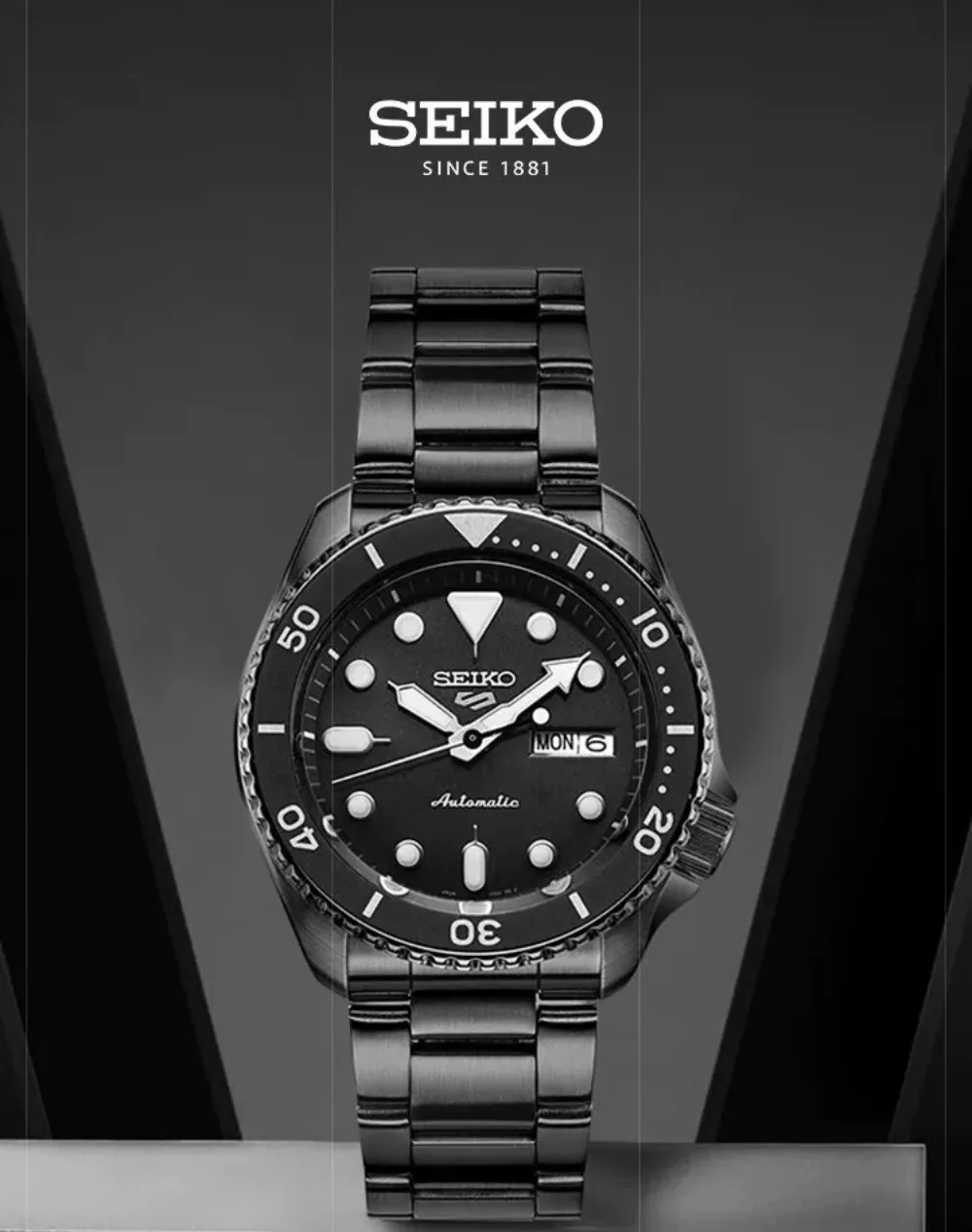 SEIKO 5 Sports SRPD65K1 Men's Automatic Watch 42.5mm Gunmetal Black Rotating Bezel Stainless Steel Bracelet 100M Waterproof