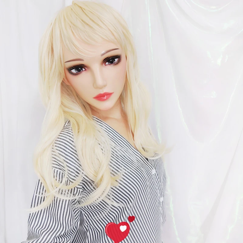 (Sha-04)Female Sweet Girl Resin Half Head Kigurumi BJD Eyes Crossdress Cosplay Japanese Anime Role Lolita Mask With Eyes And Wig