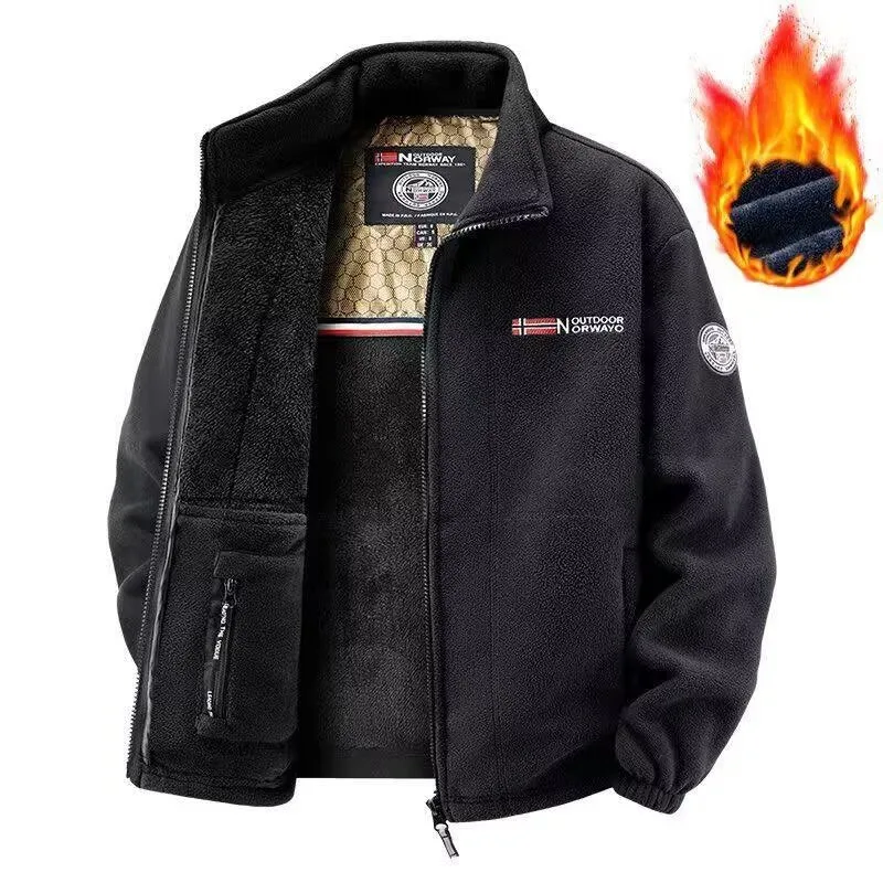 سترات من الصوف القطبي للرجال لخريف وشتاء خارجي سميك ودافئ من الصوف معاطف باركاس للرجال سترات للتخييم والتنزه ملابس للرجال