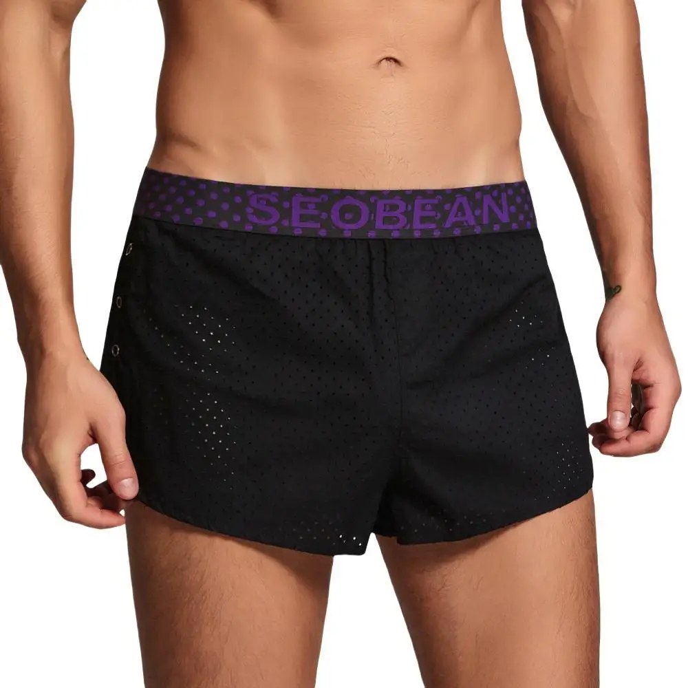 SEOBEAN Mens Underwear Cotton Aro Pants Boxers Shorts Breathable Holes Stylish Loungewear Shorts Men Gym Shorts