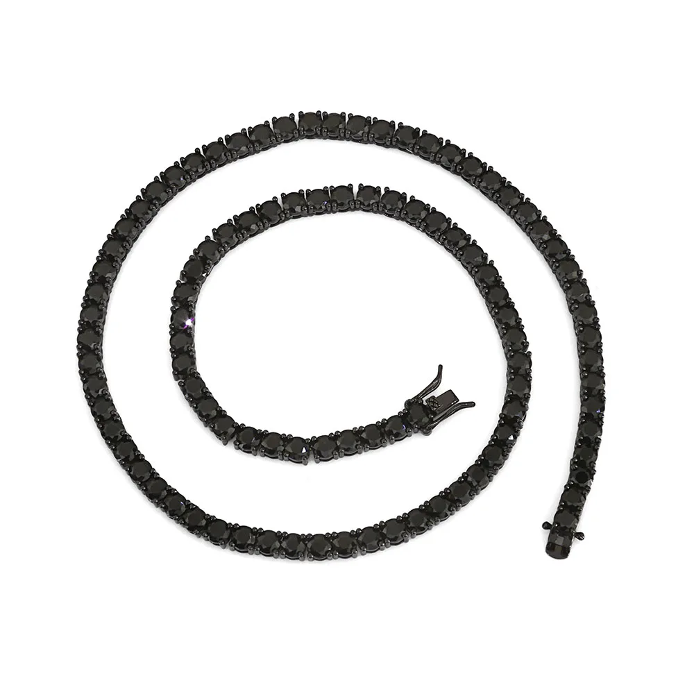 

HHIOK черная теннисная цепочка 3/4 мм по индивидуальному заказу со льдом 5А с кубическим цирконием, модное мужское и женское ювелирное ожерелье в стиле хип-хоп