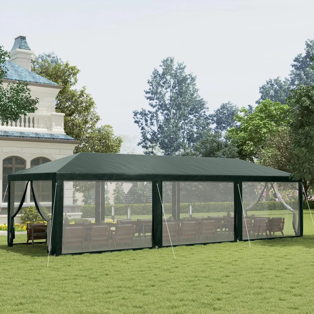 

10' x 28' Party Tent, Outdoor Wedding Canopy & Gazebo with Removable Sidewalls, Shade Shelter for Events, BBQs, Customized