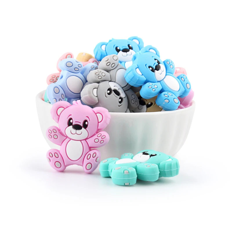 5/20/50pcs Silicone Beads Bears Cartoon Focal Beads DIY Keychain Bracelets Pendant Beaded Pen Accessories For Jewelry Making