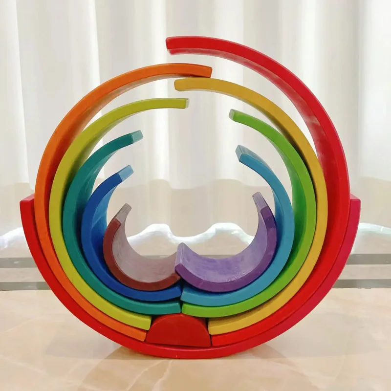 

12 color arched rainbow building blocks