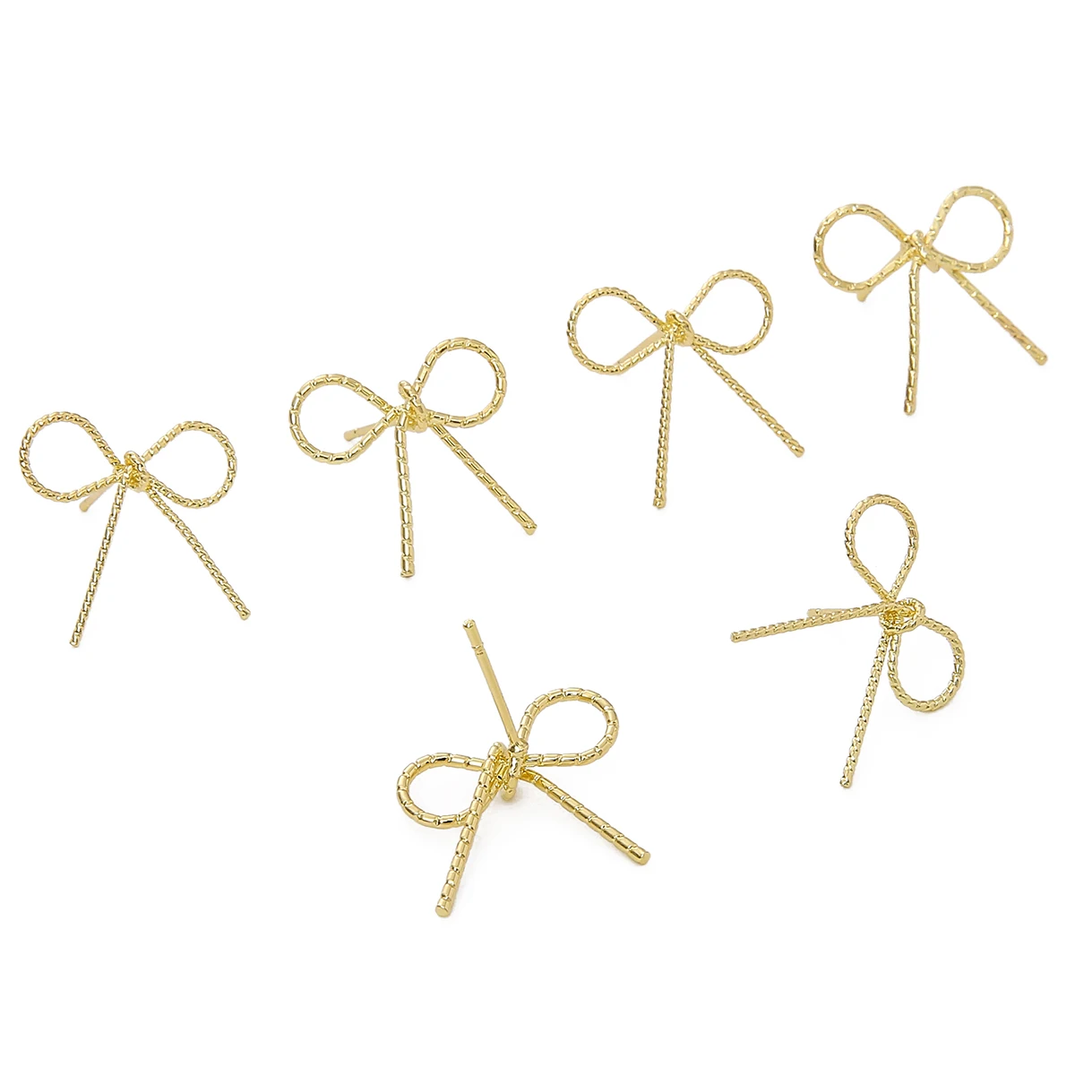 1 Pair 14K Gold Plated Vintage Metal Bow Knot Stud Earrings For Women Ear Studs Piercing Jewelry DIY Earrings Making Accessories