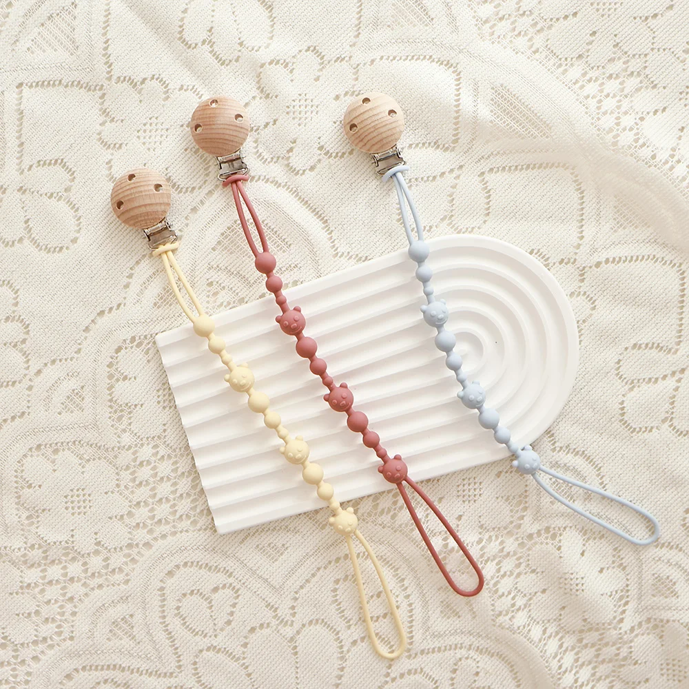 Baby Anti-drop Chain Pacifier Clips Silicone Beads Infant Nipple Appease Soother Chain Clips Dummy Holder Nipple Clip