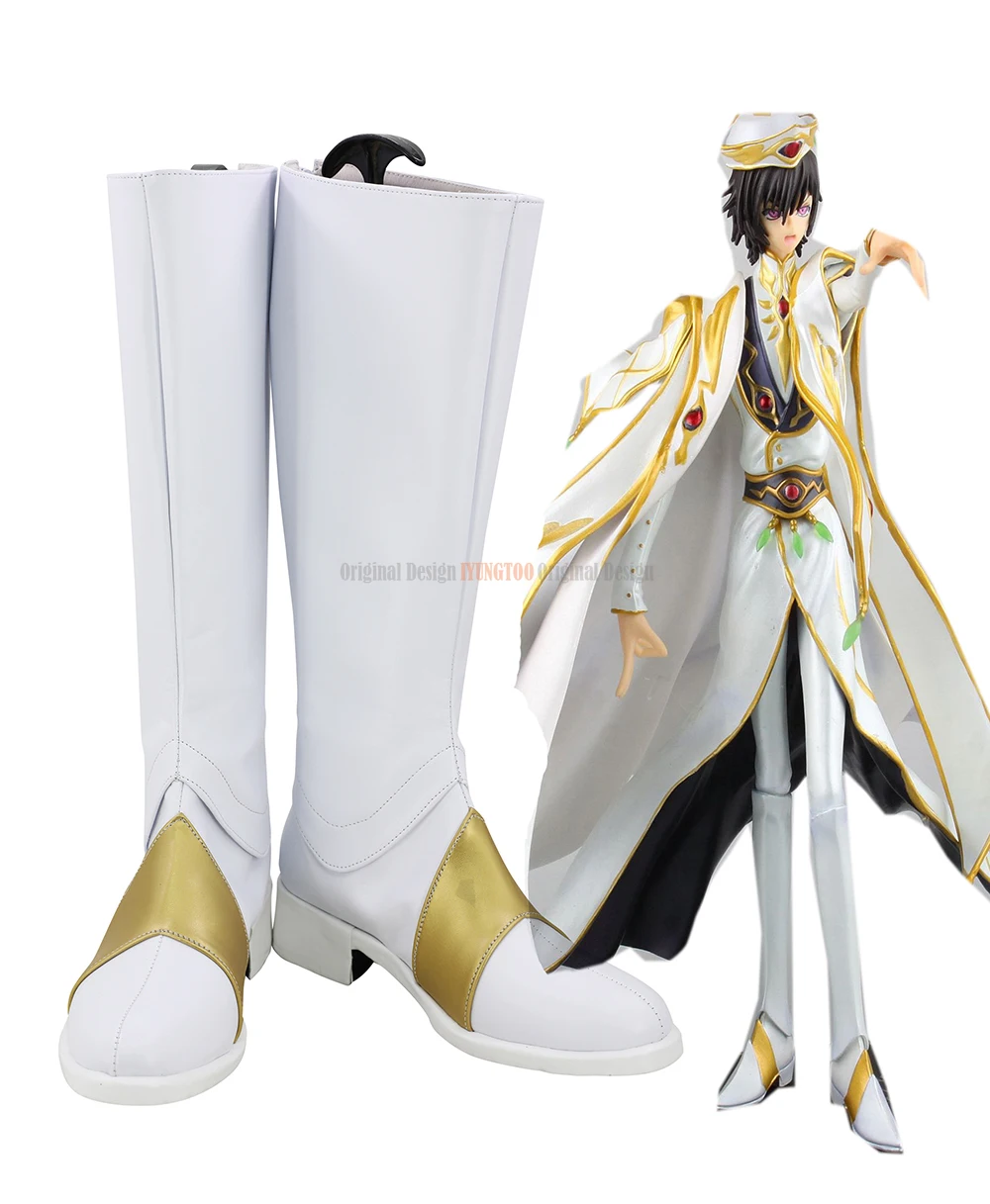 Emperor Lelouch vi Britannia Shoes Cosplay Code Geass Lelouch vi Britannia White Boots Cosplay Shoes Custom Made Unisex