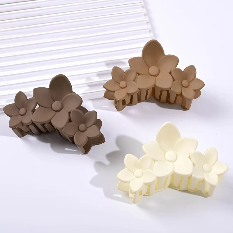 Korean-Style Three-Petal Bauhinia Large Hair Clip For Women Solid Color Shark Clip Hair Accessory