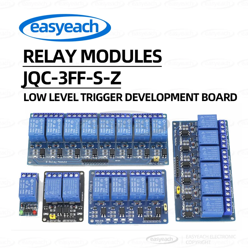 jqc-3ff-s-z 1/2/4/6/8 way 5V12V24V SRD-05VDC-SL-C relay module with optocoupler isolation low level trigger development board