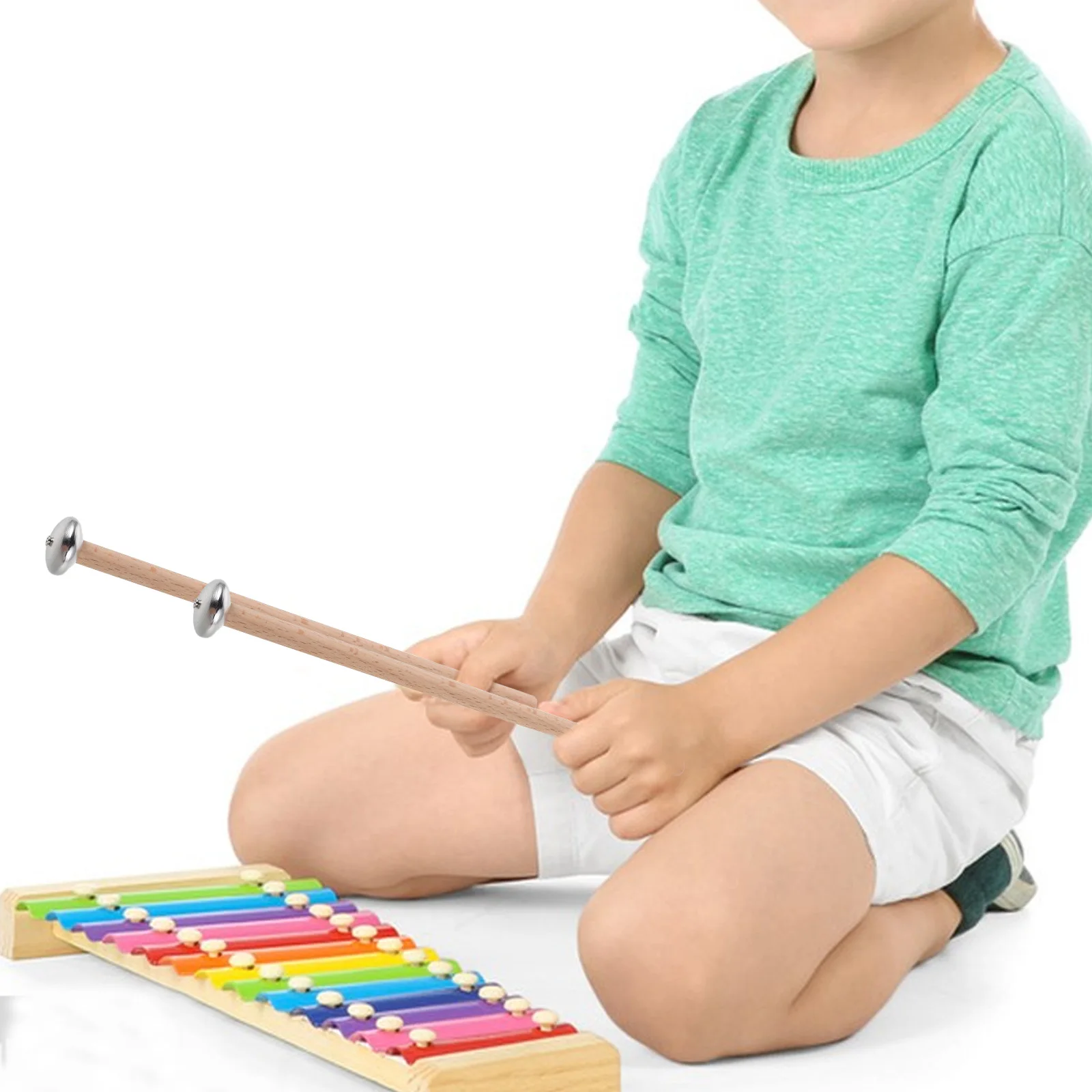 

1 Pair Aluminum Plate Mallets Metal Head Percussion Sticks Short Handle For Xylophone Glockenspiel Chime Instrument