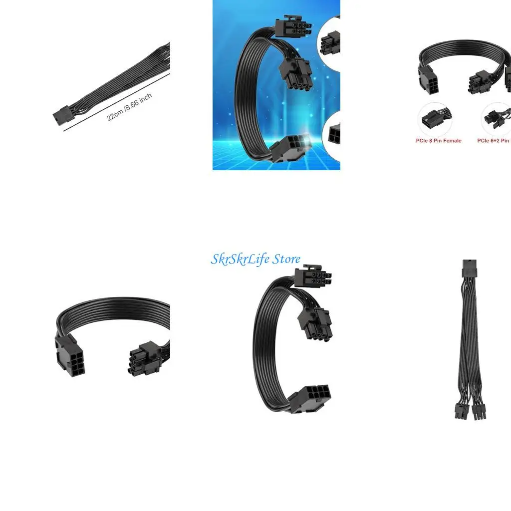 

E65E GPU 8-контактный кабель питания Модули видеокарты Кабель 8-контактный разъем «мама» на два 8-контактный 6 + 2-контактный 22