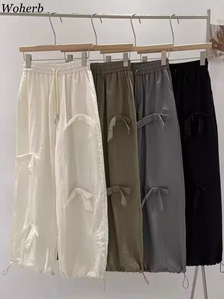 

Elastic Waist Drawstring Korean Joggers Women Loose Bow Sweatpants Y2k Pants Pantalon Femme New Bottoms Casual Fashion Trousers
