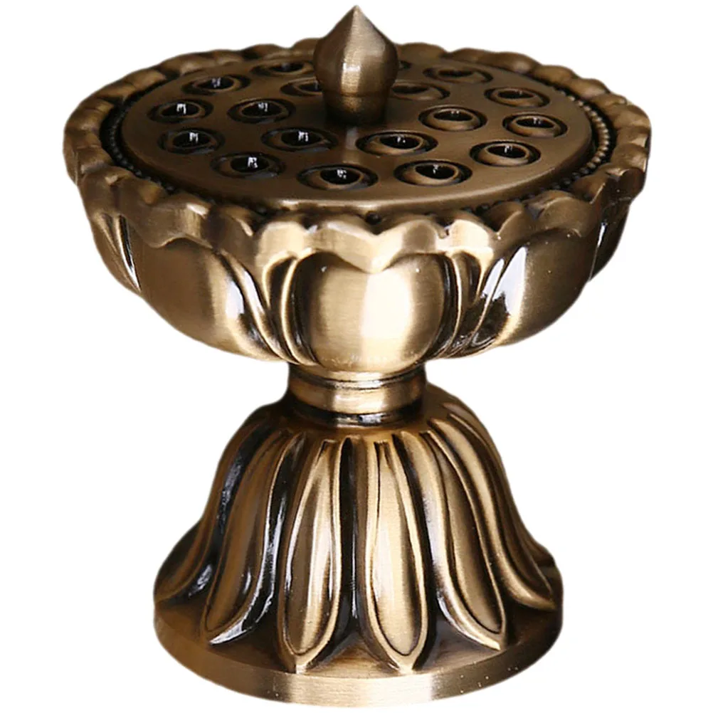 

Vintage Alloy Incense Burner Bowl Zen Censer Lotus Design Desktop Holder Compact Small Censer For Meditation Bedroom Living Room