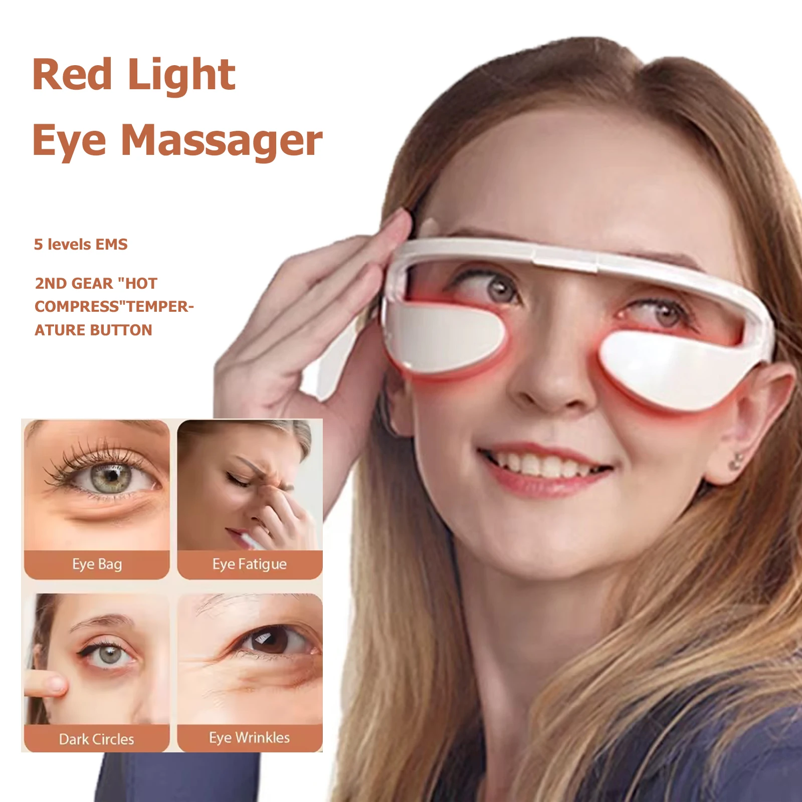 

EMS Pulse Vibration Under-Eye Massager Heated Relieves Eye Fatigue Eyes Massage Glasses Dark Circle Eye Bags Eye Fat Remover