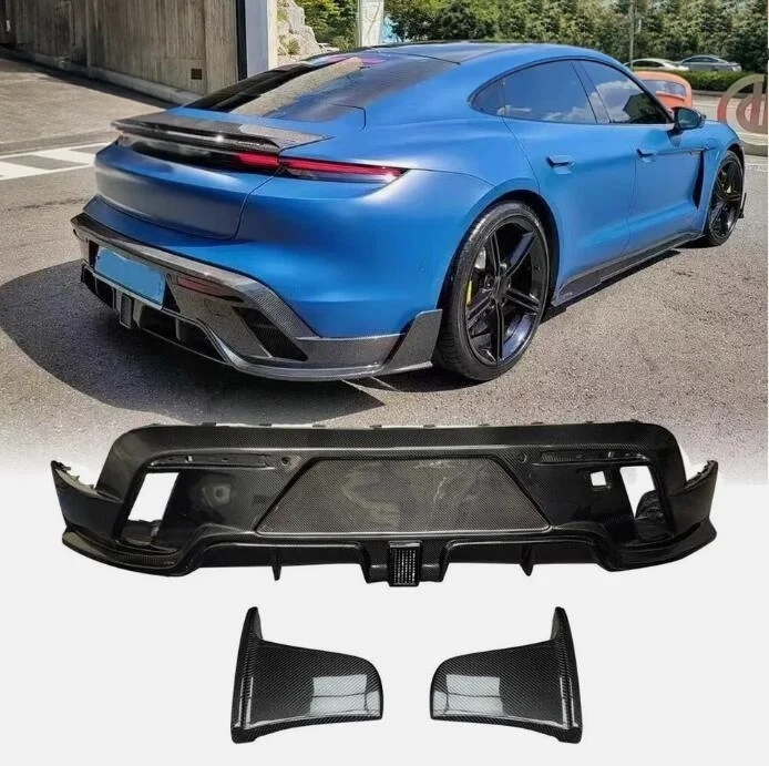 

For Porsche Taycan Turbo S 2019-2024 Real Carbon Rear Bumper Diffuser Lip kits Body Kit Car Accessories