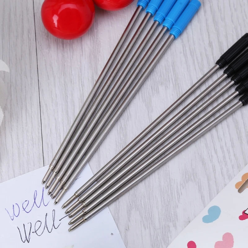 ADWE 10Pcs Ballpoint Pen Refills Black/Blue 0.5mm Point for Office Women Men