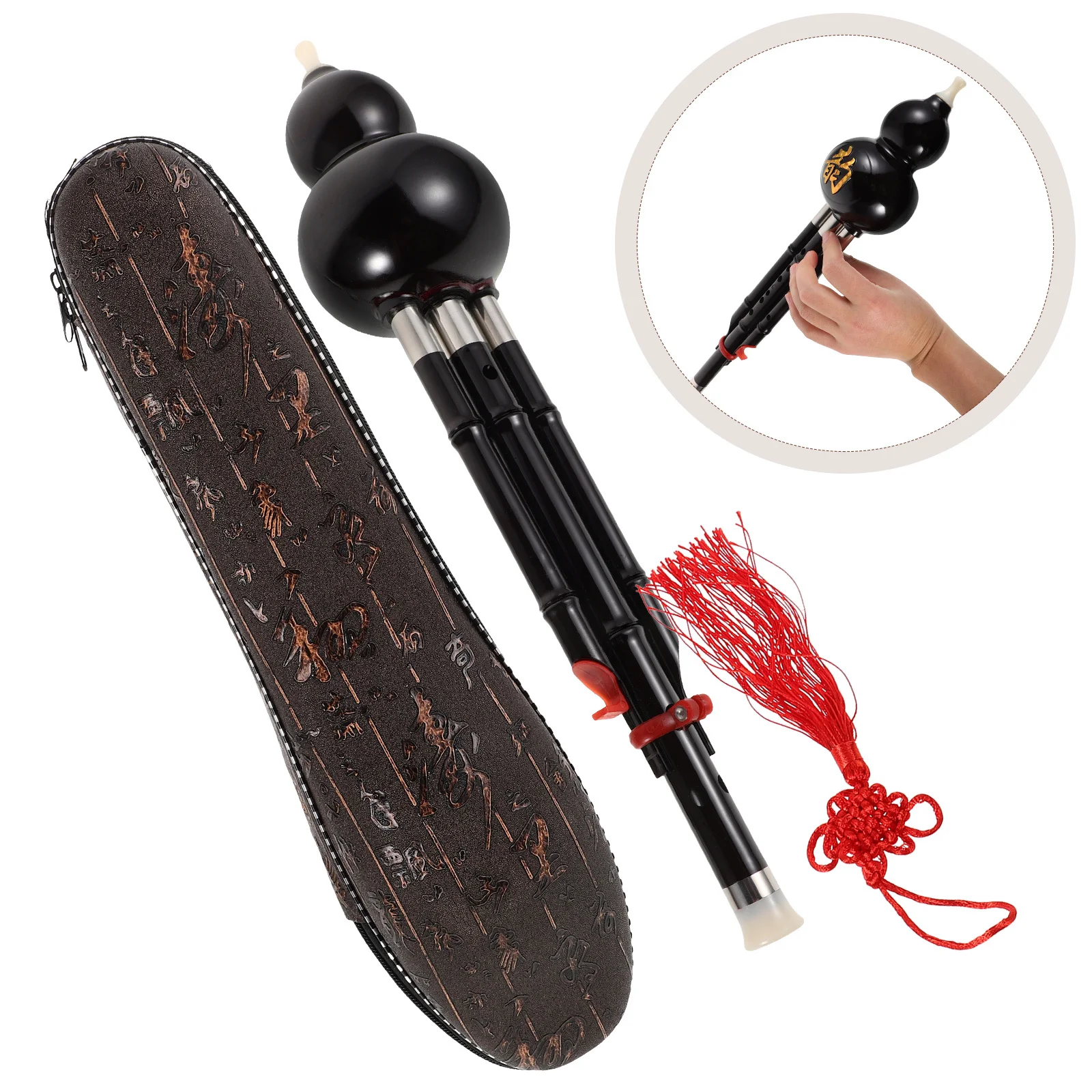 

C Cucurbit Flute Detachable Design Traditional Chinese Wind Instrument for Kids Beginners with Storage Box