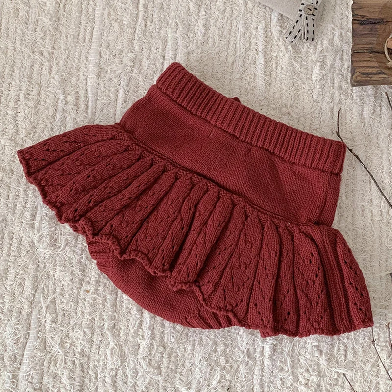 2024 New Autumn Children Clothes Infant Baby Girls Solid Color Knitting PP Shorts 0-4Yrs Baby Girls Knitted Shorts Kids Shorts