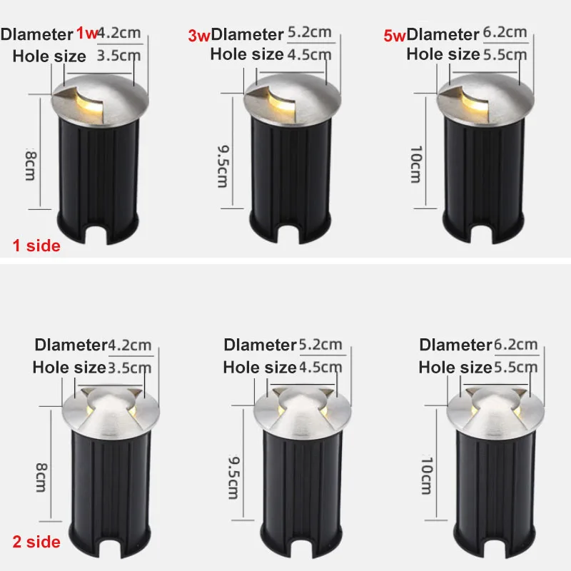 야외 LED 지하 램프, 방수, 계단 데크, 계단 조명, 42/52/65mm, 110V, 220V, DC12v, 지상 정원 통로