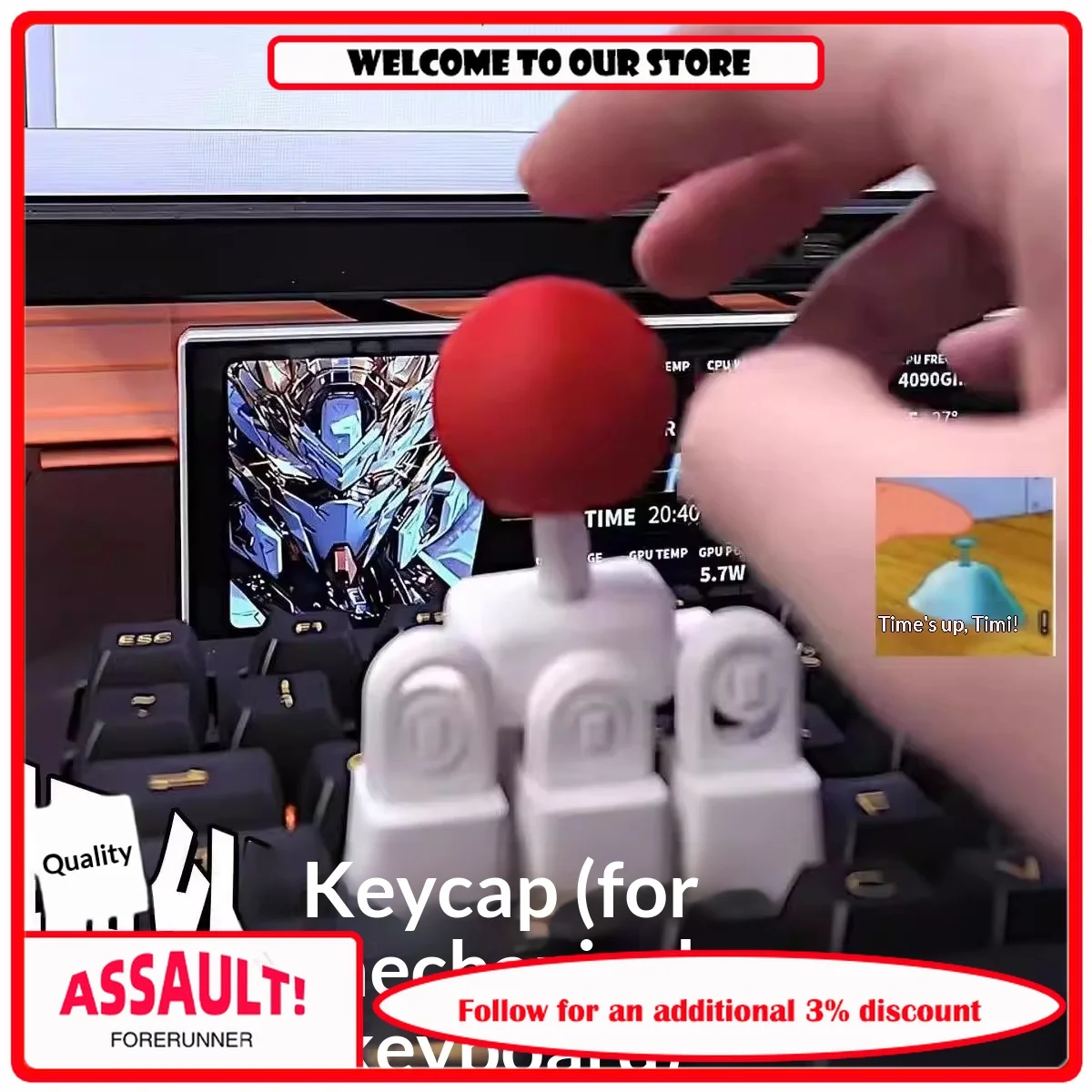 

3D printing of joystick keycaps, WASD directional keys, street king keyboard, and shaking handle for creative boxing