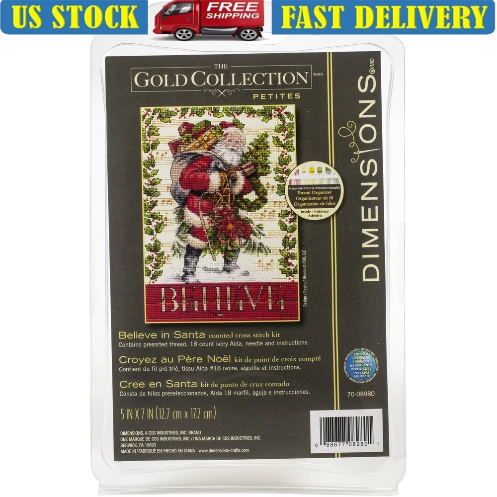 

Набор для вышивки счетным крестом Believe in Santa, викторианский дизайн, богатые цвета, мотивы Холли, вышивка, домашний декор