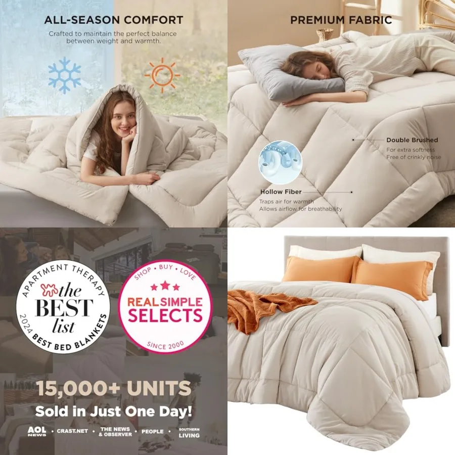

Comforter Duvet Insert - Quilted Comforters Size, All Season Duvet, GentleSoft Down Alternative Bedding, with 8 Tabs, Gifts for