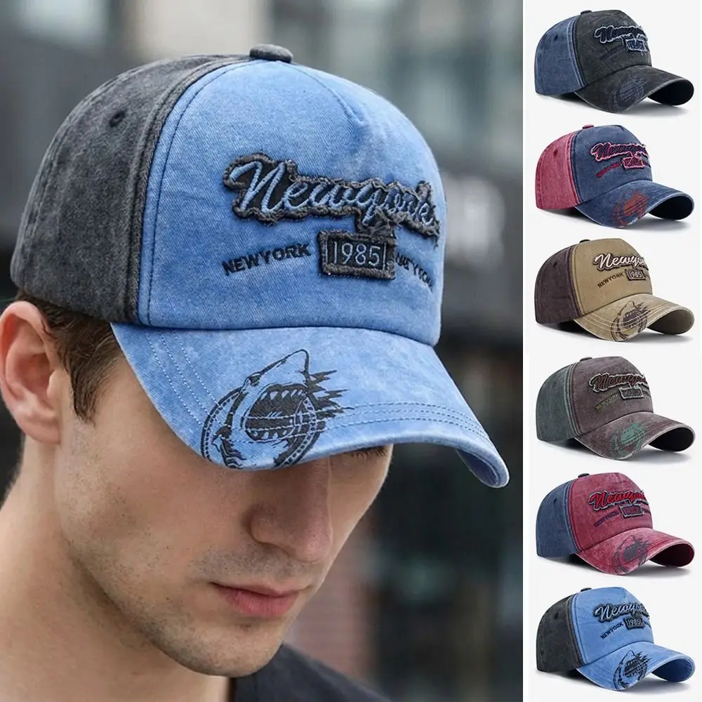 Vintage Two-Tone New York 1985 Baseball Cap Distressed Washed Cotton Dad Hat Hip Hop Adjustable Trucker Cap For Man Women Unisex