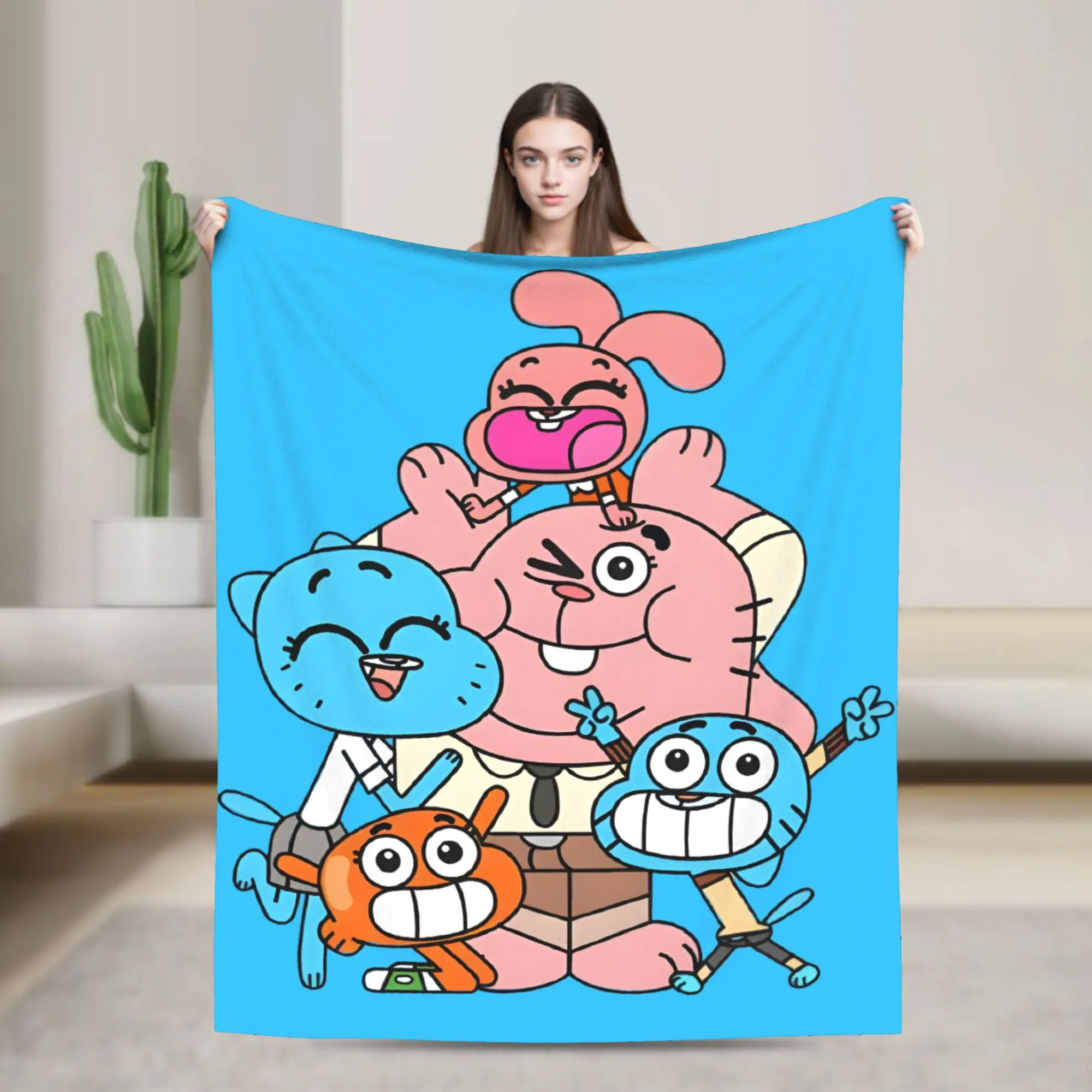 The Watterson Family Cartoon Gumballs  Fleece Blankets  Awesome Throw Blankets for  Sofa Bedding Lounge 125*100cm Bedspread,