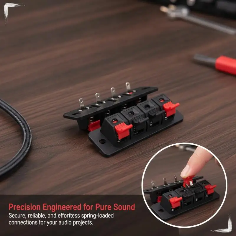 1Pc 4-Position Spring Connector Terminal: Audio Speaker Wiring Clips Car Terminals