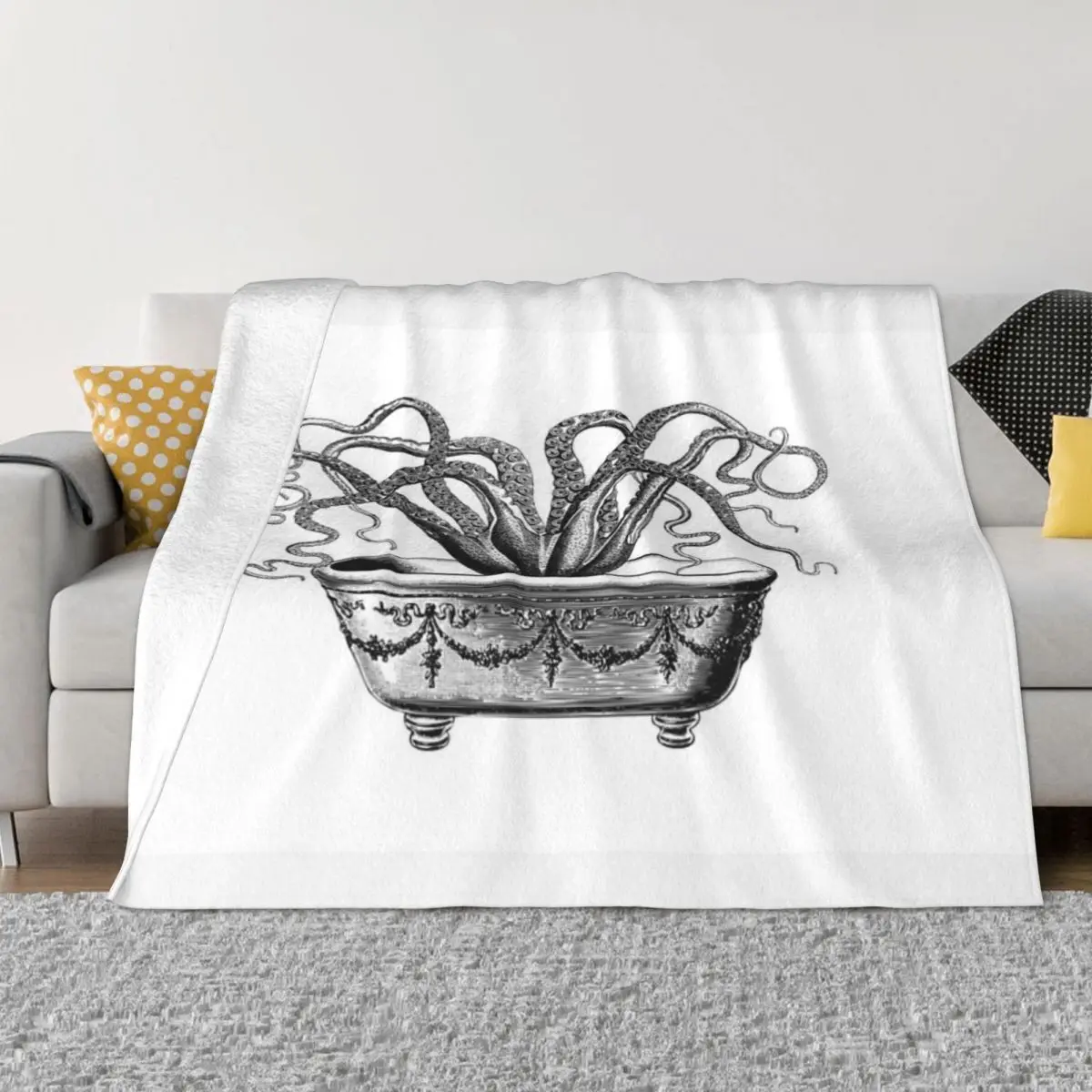 Tentacles In The Tub Octopus In Quilt Bed Blanket Couple Blankets Home And Decoration Throw Blanket