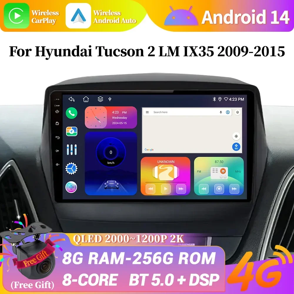 For Hyundai Tucson 2 LM IX35 2009-2015 Car Radio Multimedia Navigation Wireless CarPlay GPS Android Multimedia Head Unit Screen