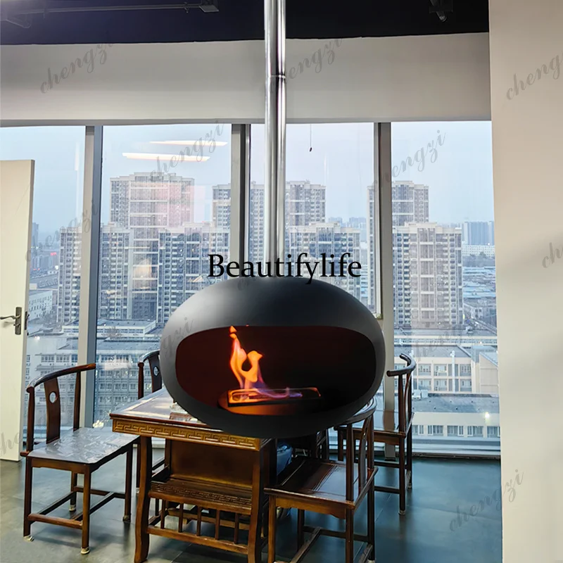 Suspended Heating Decoration Real Fire Fireplace Hanging Indoor Heaters Ceiling Mounted Suspended Bio Alcohol Fireplace