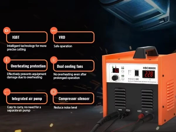 مضخة هواء مدمجة، قاطعة بلازما HBC8000II محمولة مع ضاغط هواء هادئ، آلة لحام، لحام ليزر، ليزر
