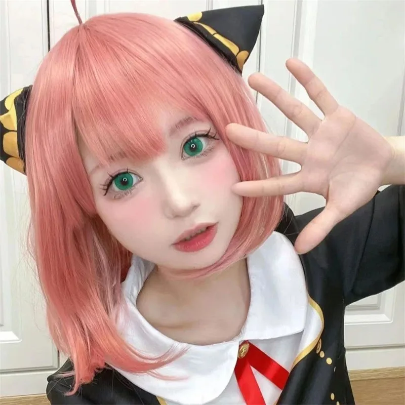 

Anime SPY×FAMILY Cos Wig Anime Role Anya Forger Play The Role Headwear Pink Short Hair Comic Exhibition Dress Up Acg Bob Wig