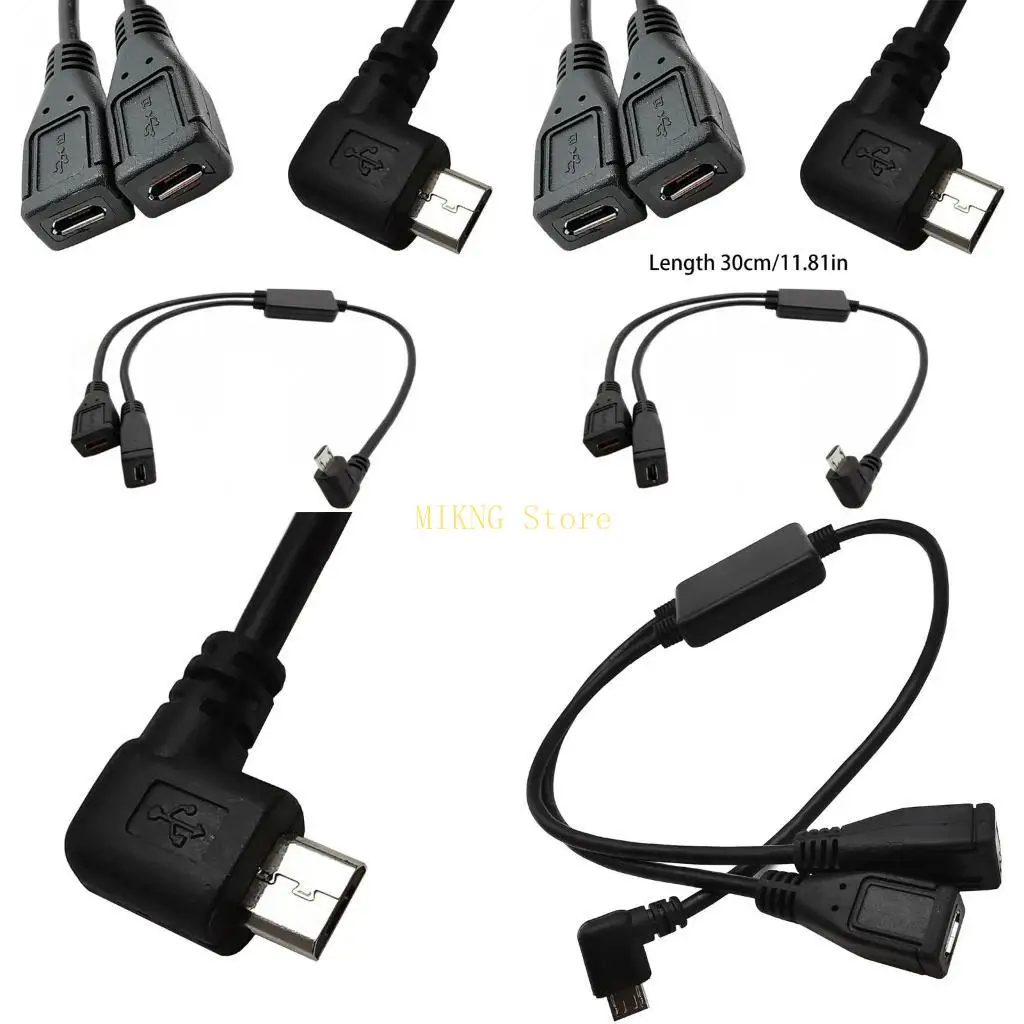 Splitter and Micro USB Cable, 5-pin Male to 2 Female, Left Best Sale