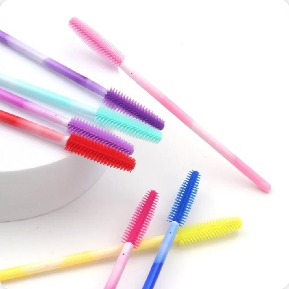 50 pçs pincéis de cílios descartáveis ferramentas de maquiagem silicone rímel varinha aplicador arco-íris cor microbrush sobrancelha pente