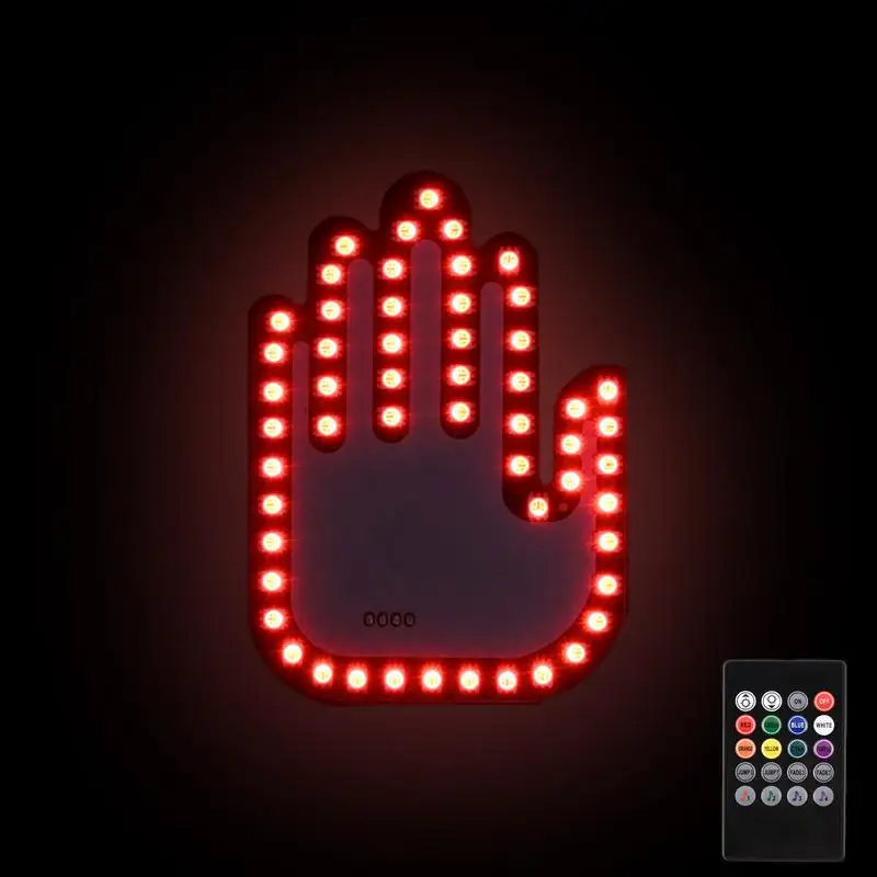 LED Hand Gesture For Car Funny LED Hand Sign With Remote Rear Window Sign Funny Finger Vehicle Accessories For Automotive Truck
