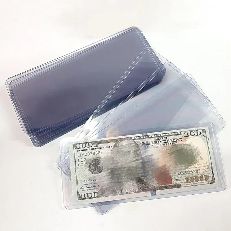 50Pcs Clear PVC Paper Money Stamp Collection Bag Paper Currency Protective Cover Supplies Two Sizes Paper Money Stamp Collection