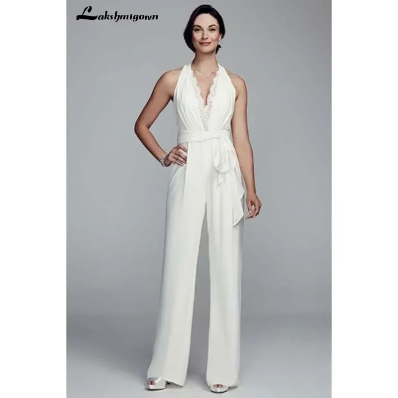 Gorgeous Pantsuits and Jumpsuits for Brides White Wedding Dresses Jumpsuits Sexy Lace boho Bridal Gowns