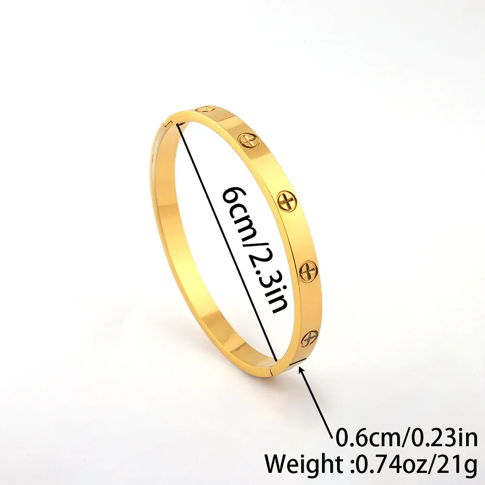 2024 Hot style Design Gold Color Zircon And Cross Nut Nail Bracelet Gold & Bangle For Woman Stainless Steel Screw Brand Jewelry