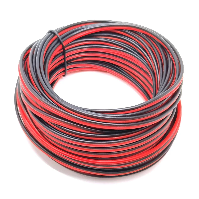 5/10M Red Black Electrical Wire 18/20/22/24/26AWG LED Strip Cable 2 Core Tinned Copper Extension Power Cord For Lighting Audio