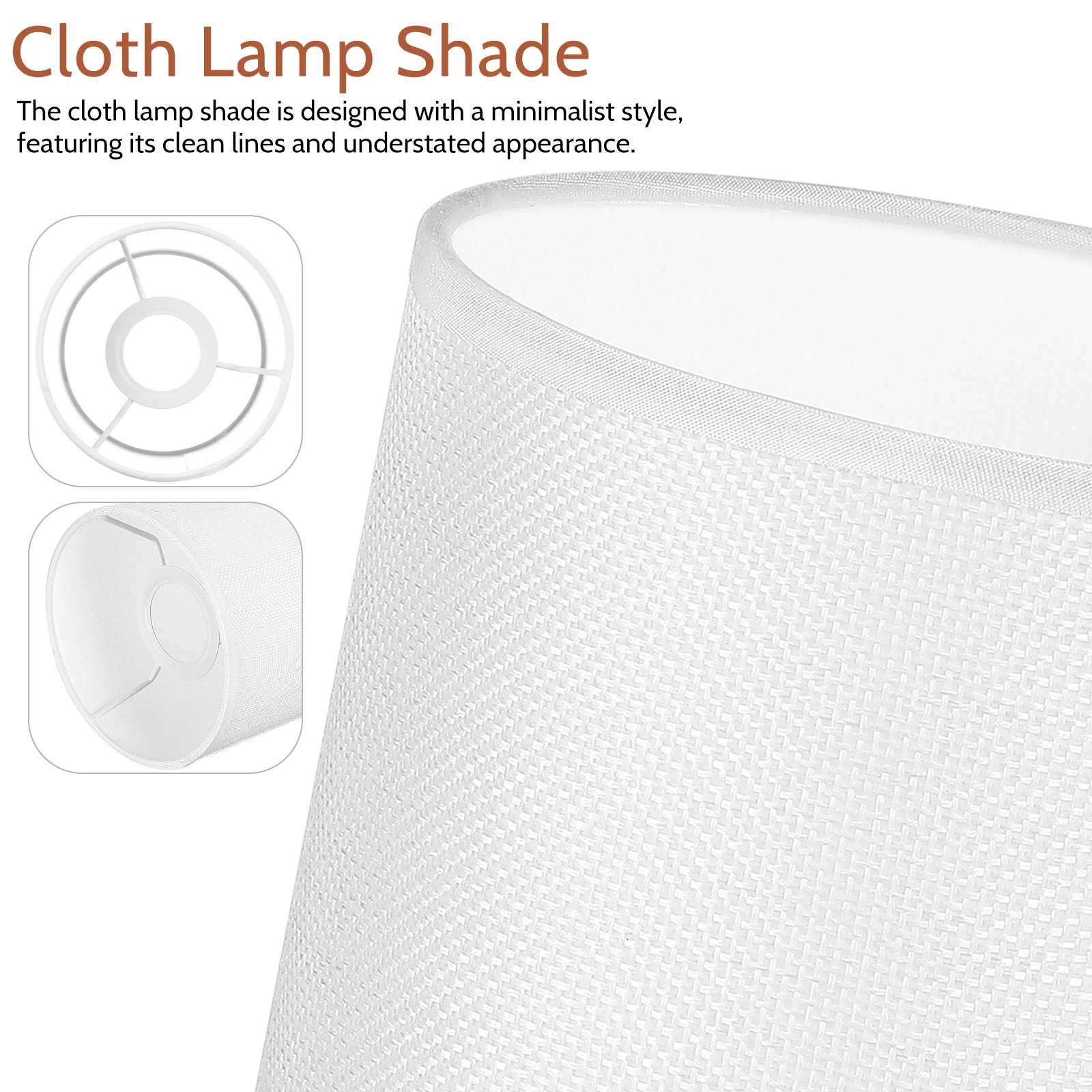 흰색 린넨 원형 램프갓 테이블 책상 램프용 패브릭 드럼 쉐이드 부드러운 빛 실린더 커버 – 범용 침대 옆 램프
