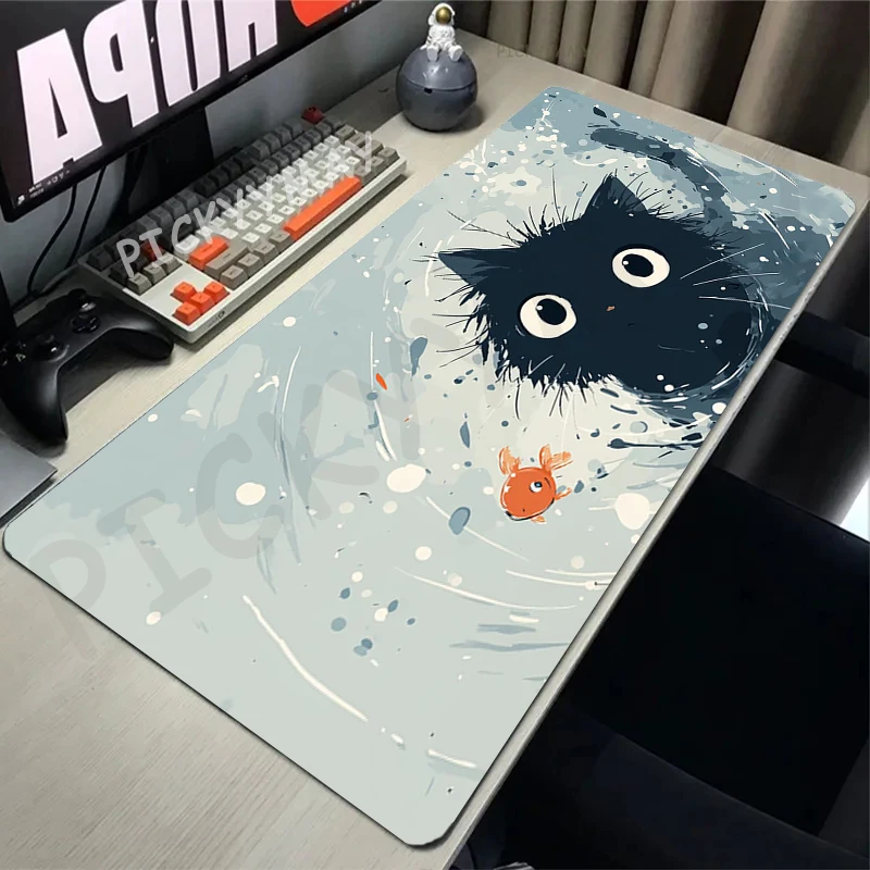 Ink Cat Cute Design Mouse Pads Gaming Mousepad Gamer Mouse Mat Keyboard Mats Desk Pad Mousepads XXL 90x40cm For Computer