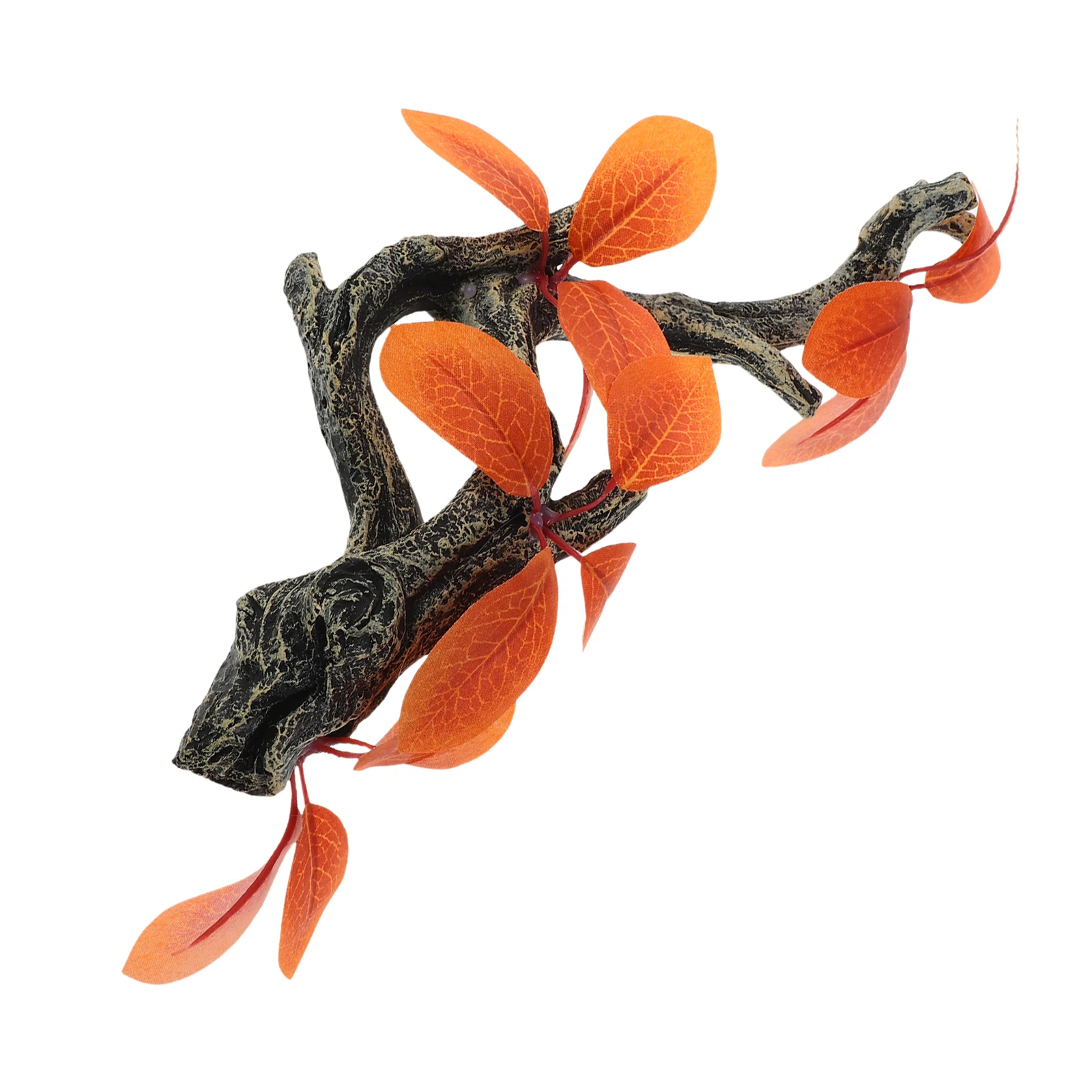 

Realistic Resin Aquarium Ornaments Lifelike Orange Leaves Decoration Tree Stump Reptile Climbing Hideout Habitat Artificial