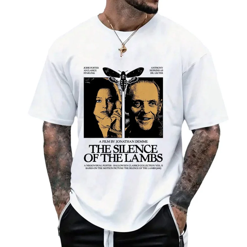 

0223 Retro Horror movie The silence of the lambs Hannibal t shirt Vintage Scary film Cannibal Graphic clothes All size Tee