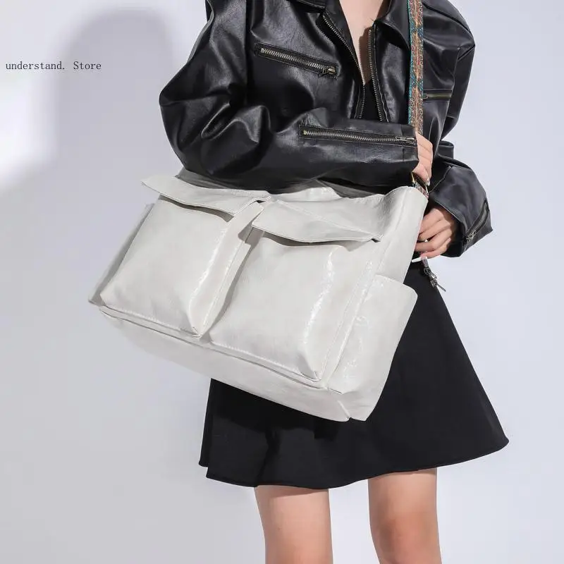 Classic Silver Satchels Korea Designer Casual Totes Packages Pu Leather Toolkit Large Capacity Vintage Shoulder Bags for Women
