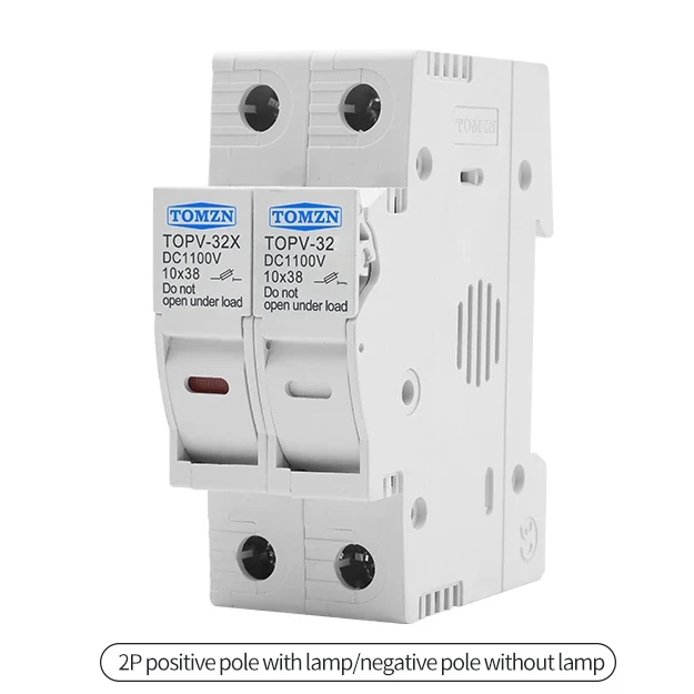 Ein Satz 1P 2P DC Sicherungshalter 10*38mm Hochspannung Solar PV 1100V TOMZN TOPV-30 Basis Photovoltaik-System Schutzvorrichtung GPV